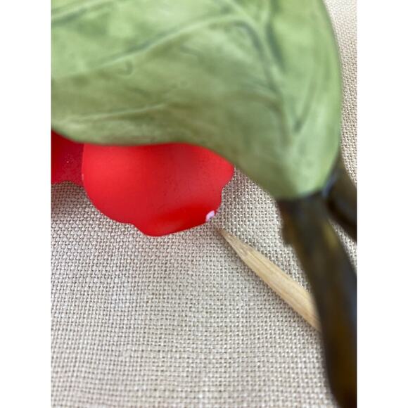 Vintage Golden Crown E & R Delicate Porcelain Red Rose Flower Figurine - Picture 10 of 11